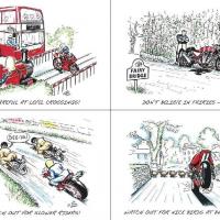 Motorcycle Cartoons - Set of 8 Postcards